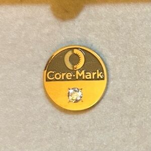 Core Mark Tie Lapel Pin Anniversary Commemorative, Gold Vermeil & 2mm Diamond